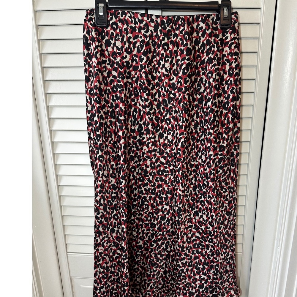 Sanctuary Womens Red Black Leopard Animal Print Midi Slip Skirt Small CS0214PMA